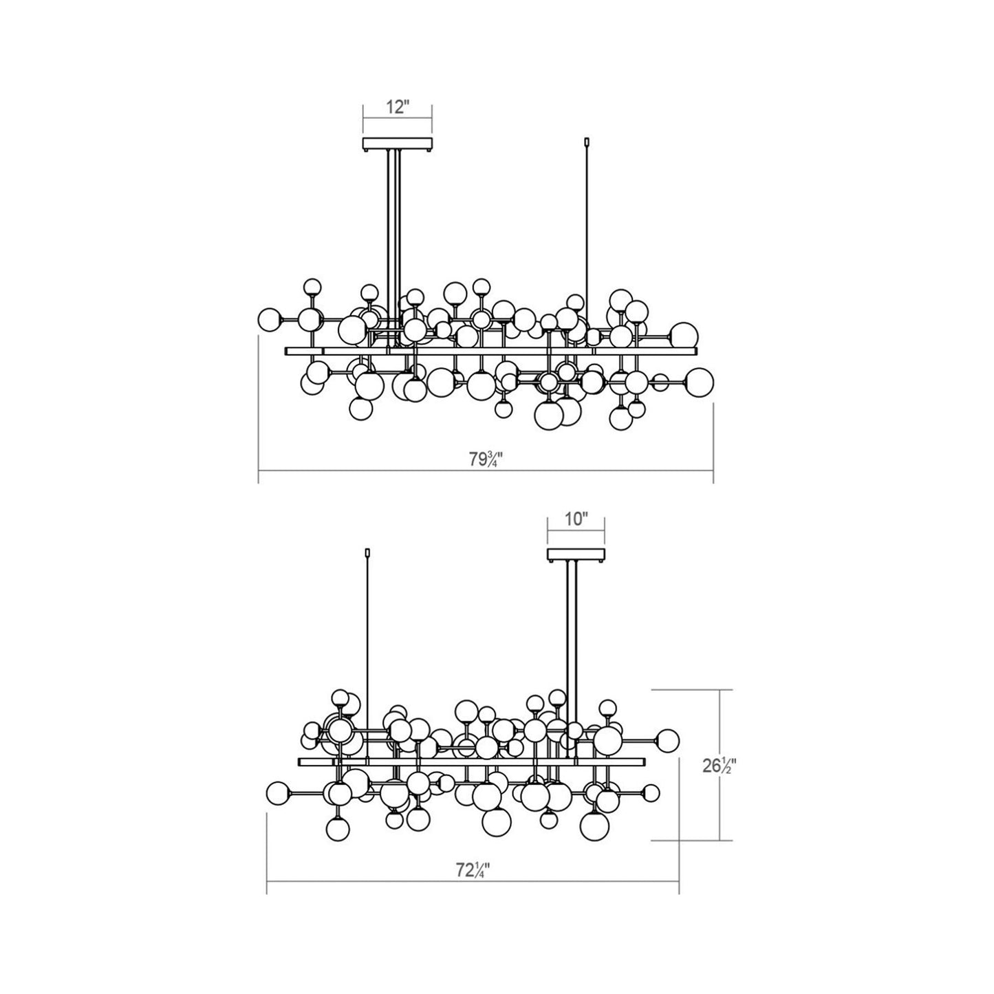 Nebula™ LED Pendant Light - line drawing.