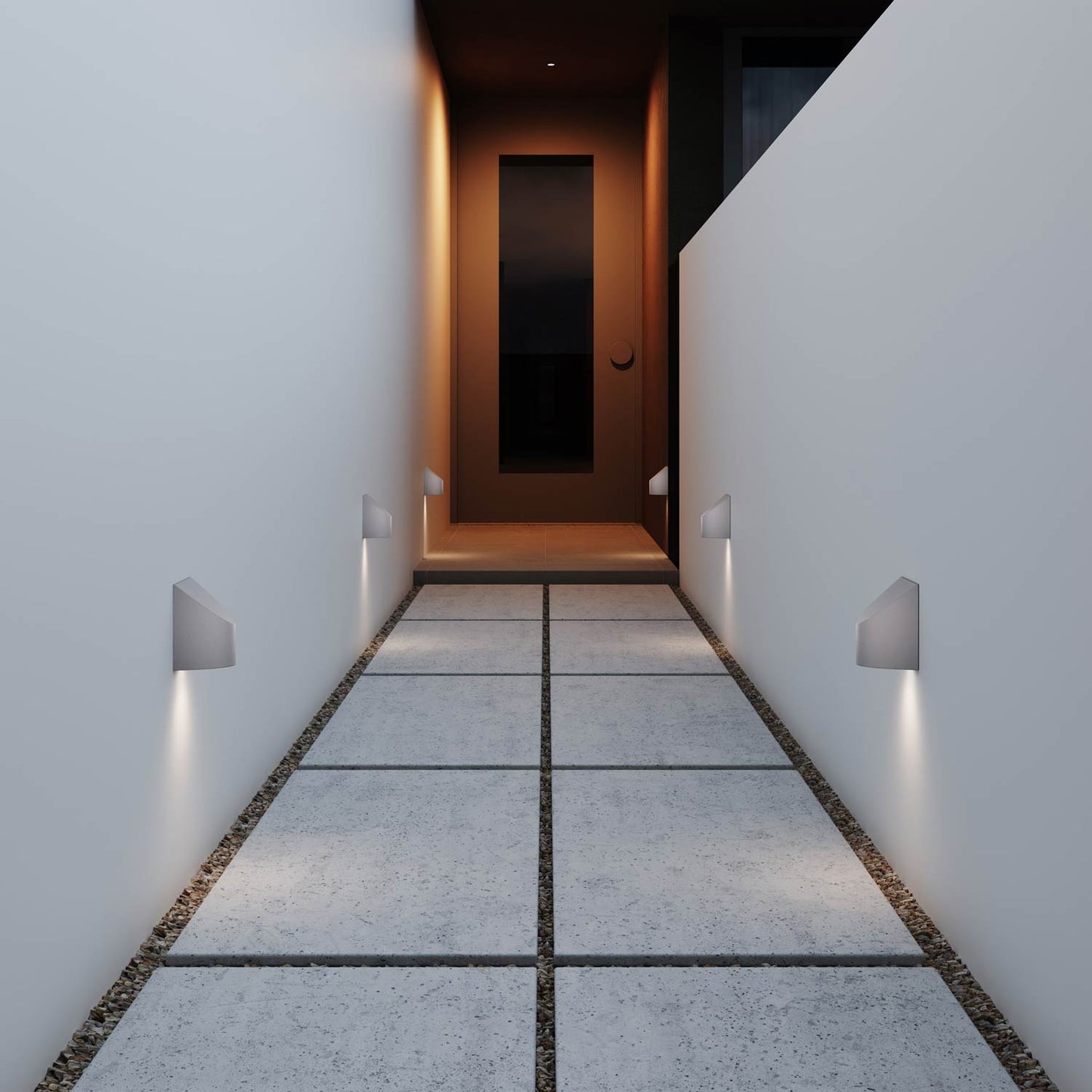 Shear Outdoor LED Wall Light in Outside Area.