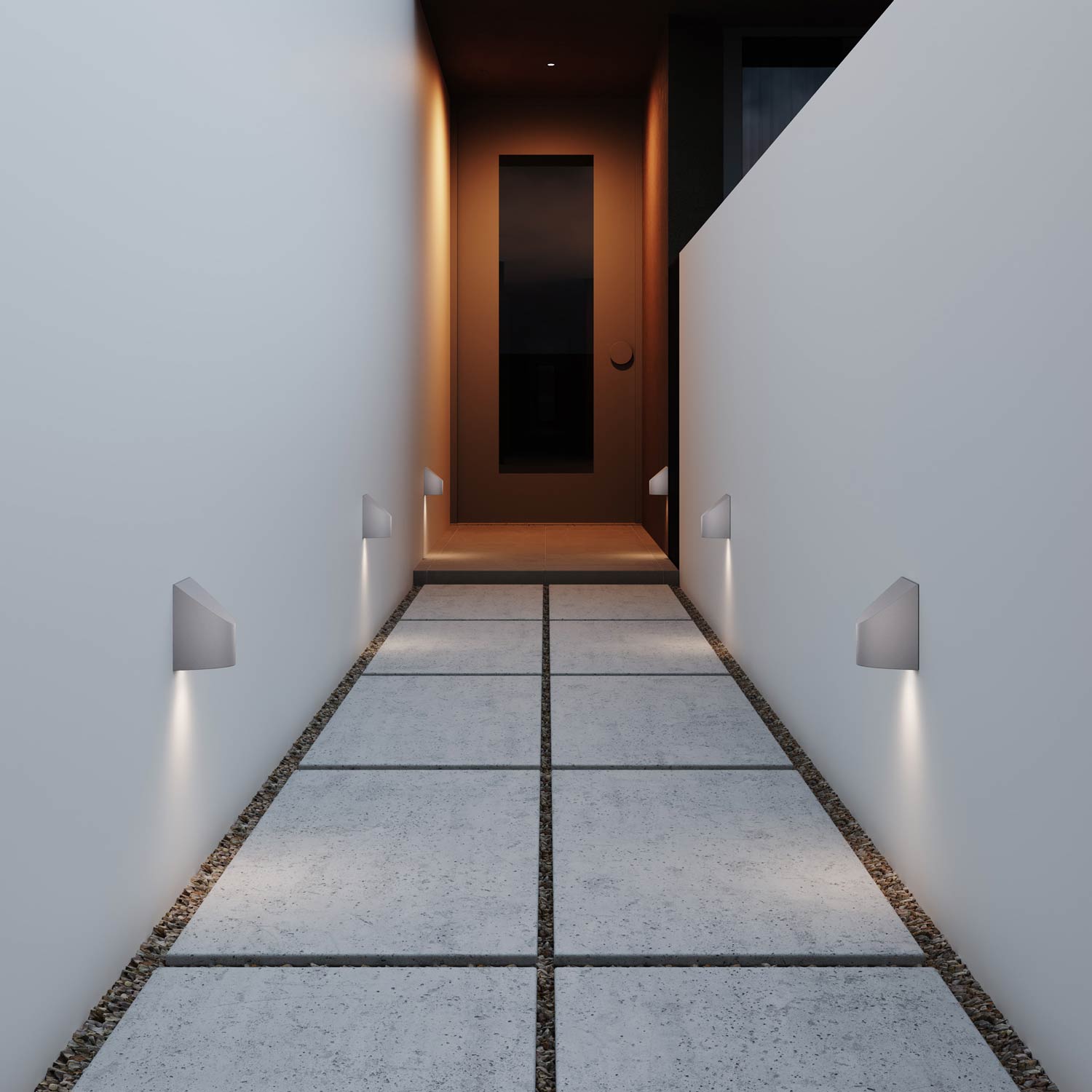 Shear Outdoor LED Wall Light in Outside Area.