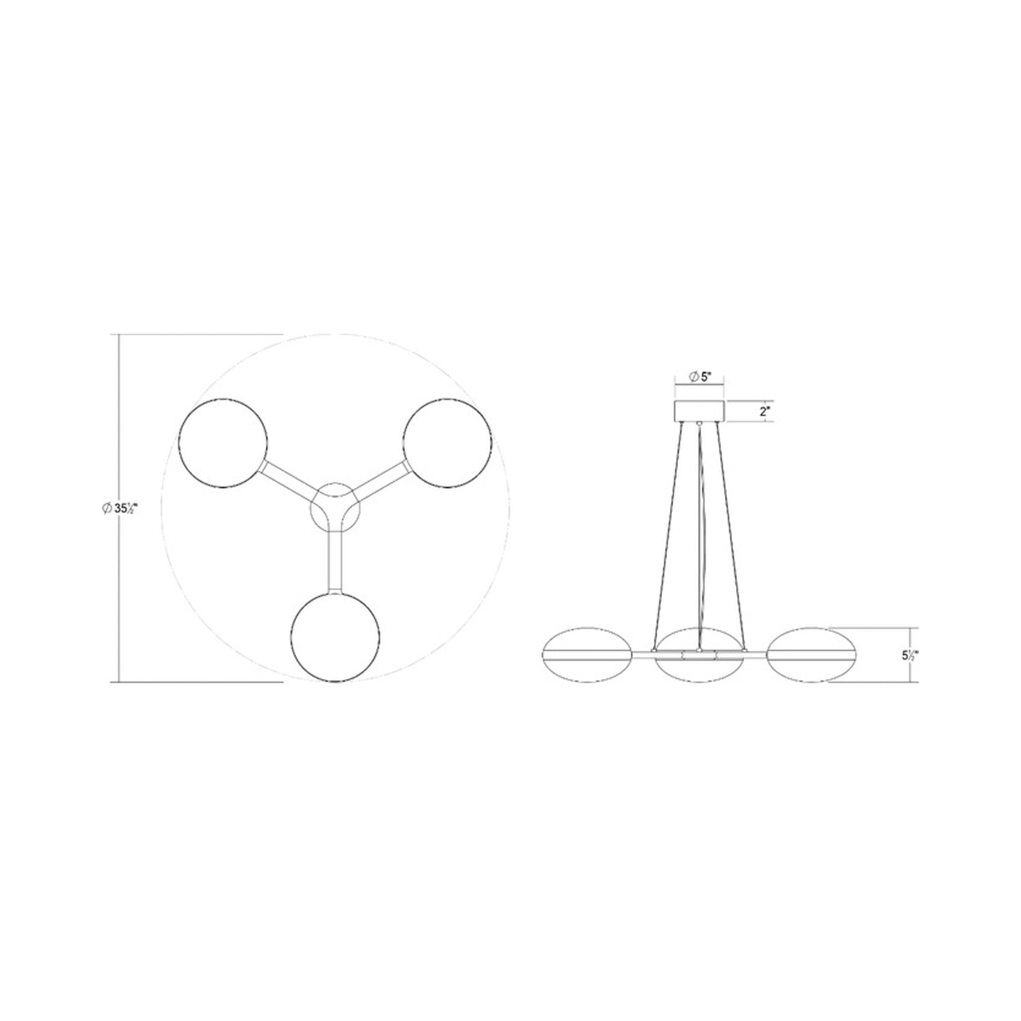 Pillows LED Pendant Light - line drawing.