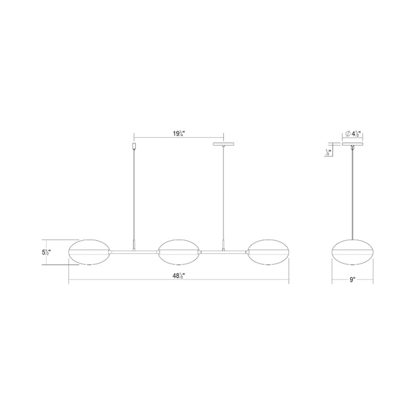 Pillows LED Pendant Light - line drawing.