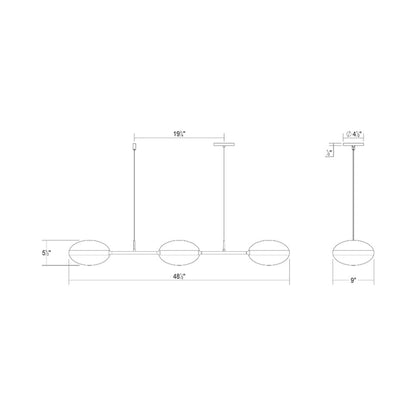 Pillows LED Pendant Light - line drawing.