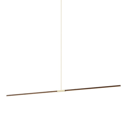 Stickbulb 10ft Linear LED Pendant Light in American Walnut/Brushed Brass.