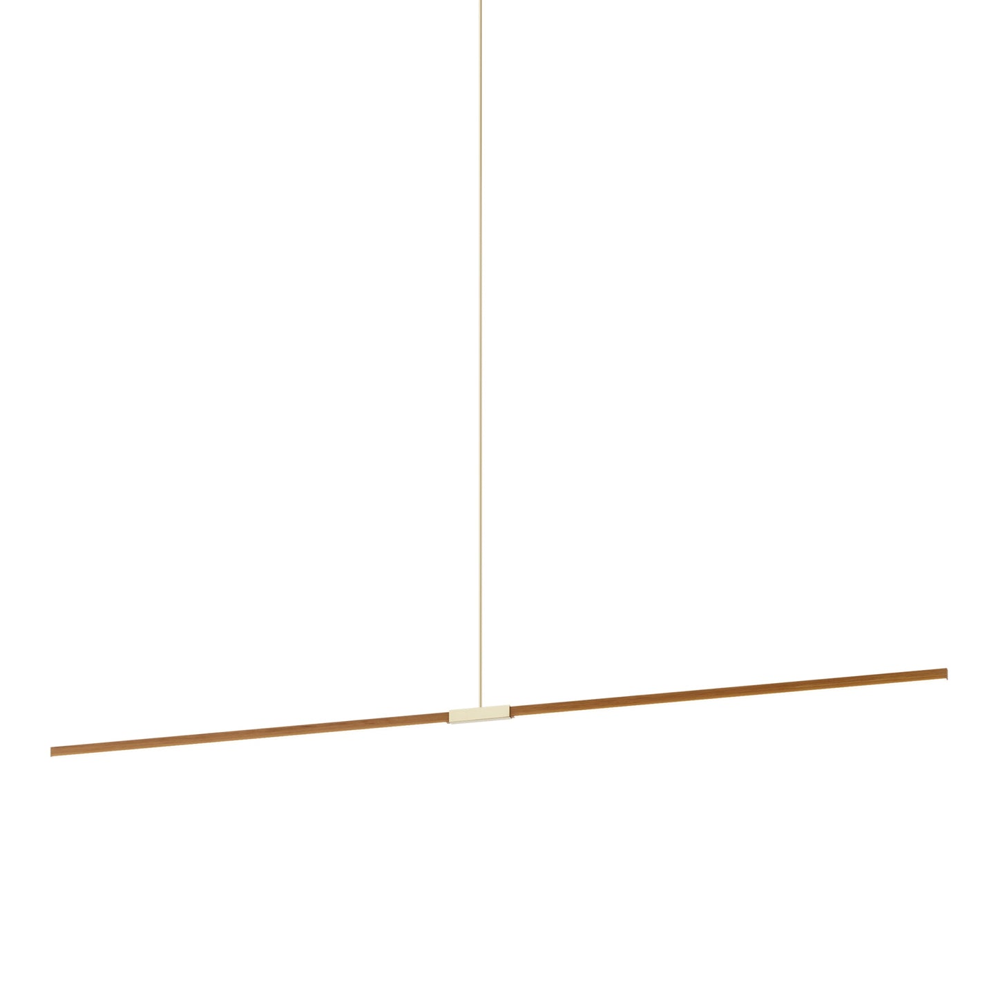 Stickbulb 10ft Linear LED Pendant Light in Heart Pine (Reclaimed)/Polished Brass.