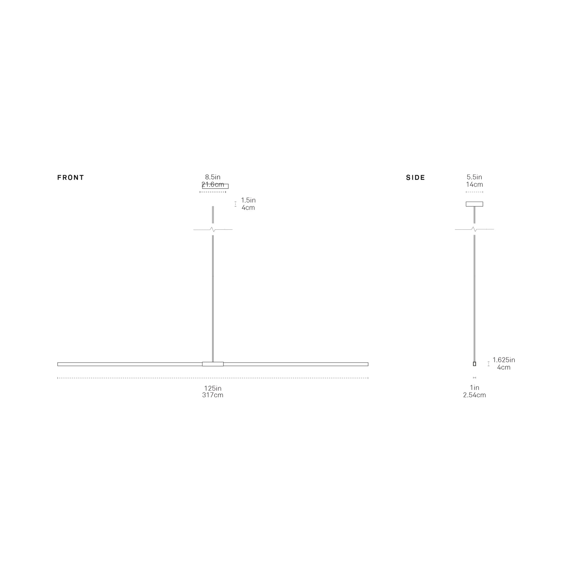 Stickbulb 10ft Linear LED Pendant Light - line drawing.