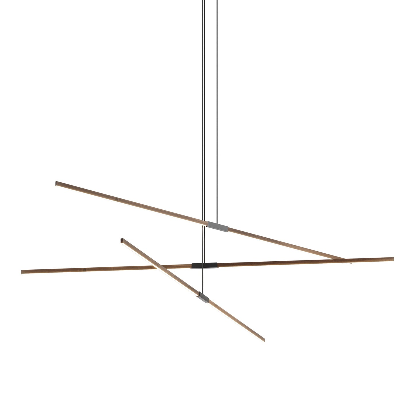 Stickbulb 10ft Multi Light Linear LED Pendant Light in American Walnut/Blackened.