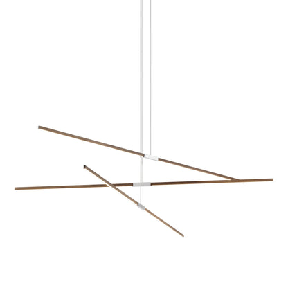 Stickbulb 10ft Multi Light Linear LED Pendant Light in American Walnut/Brushed Nickel.