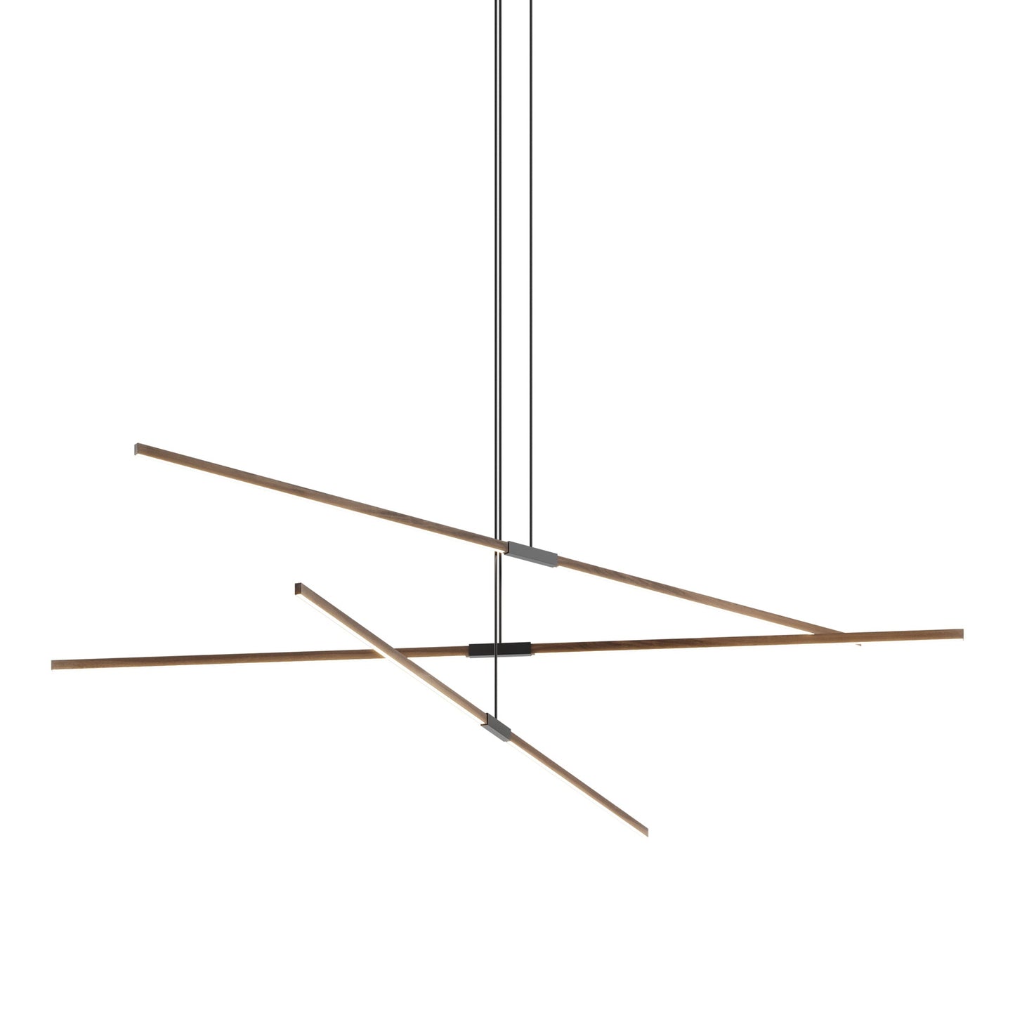 Stickbulb 10ft Multi Light Linear LED Pendant Light in American Walnut/Matte Black.
