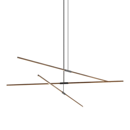 Stickbulb 10ft Multi Light Linear LED Pendant Light in American Walnut/Matte Black.