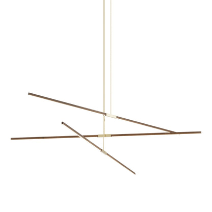 Stickbulb 10ft Multi Light Linear LED Pendant Light in American Walnut/Polished Brass.