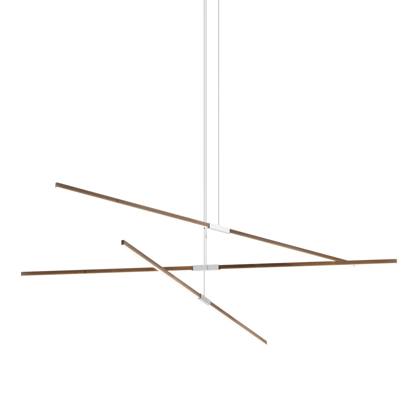 Stickbulb 10ft Multi Light Linear LED Pendant Light in American Walnut/Polished Nickel.