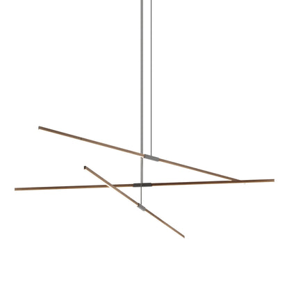 Stickbulb 10ft Multi Light Linear LED Pendant Light in American Walnut/Slate Grey.