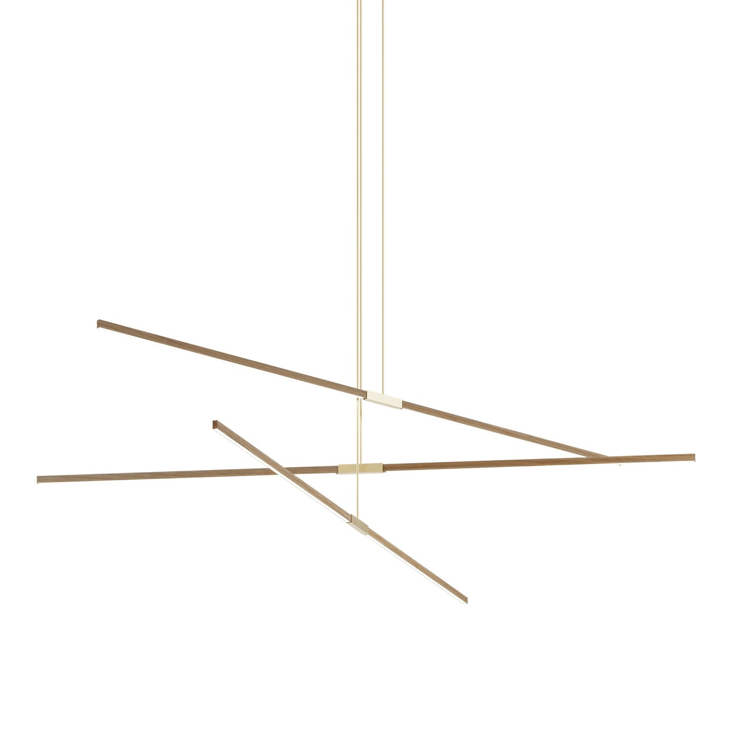 Stickbulb 10ft Multi Light Linear LED Pendant Light in Clear White Oak/Brushed Brass.