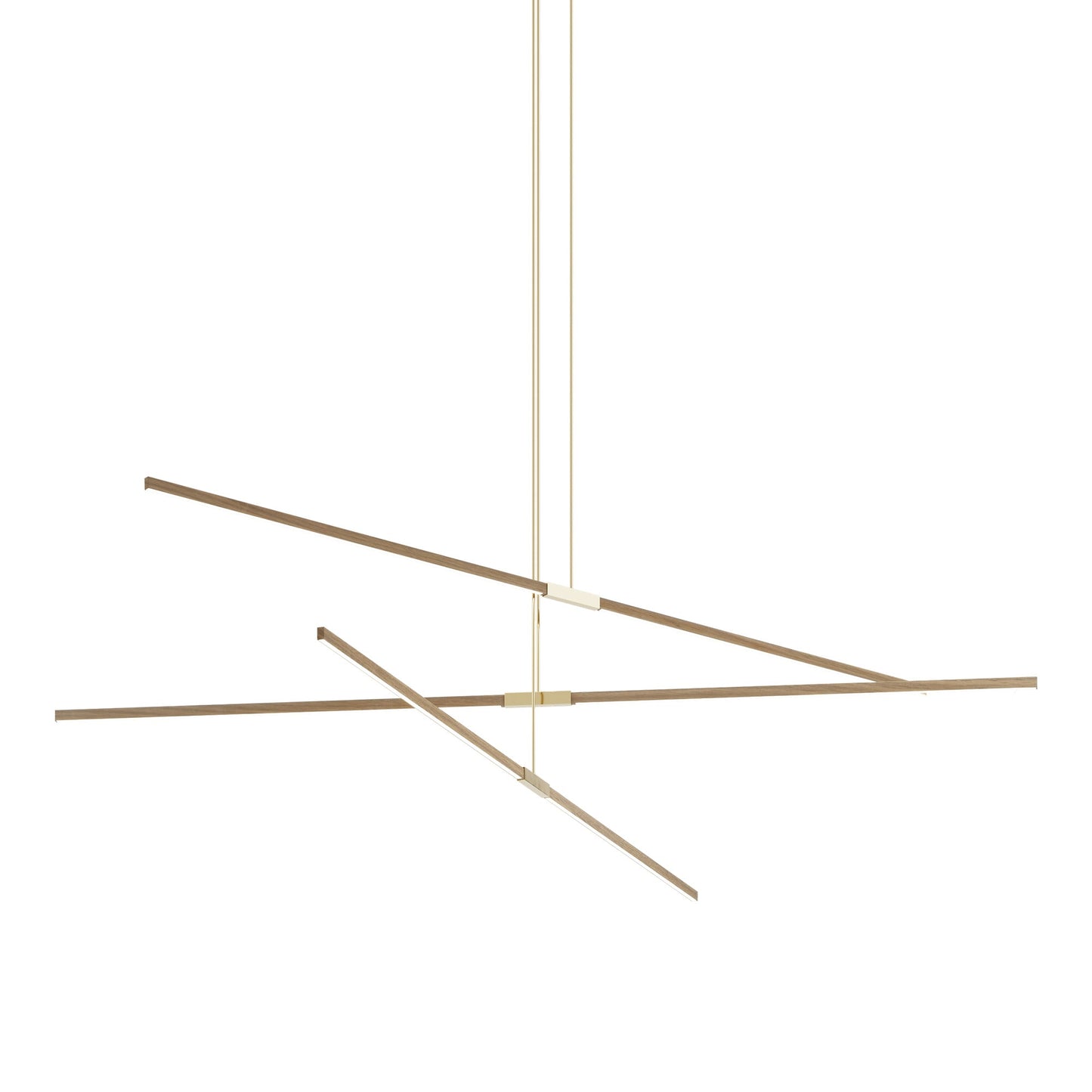 Stickbulb 10ft Multi Light Linear LED Pendant Light in Clear White Oak/Polished Brass.
