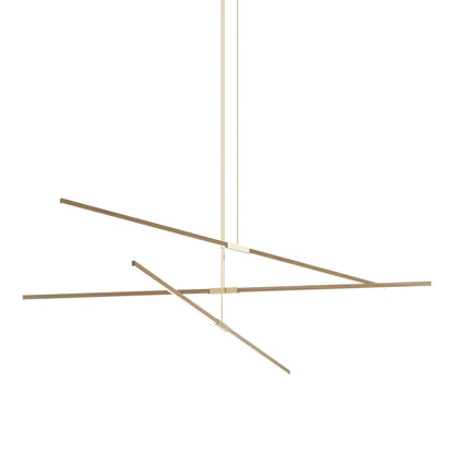 Stickbulb 10ft Multi Light Linear LED Pendant Light in Clear White Oak/Polished Brass.