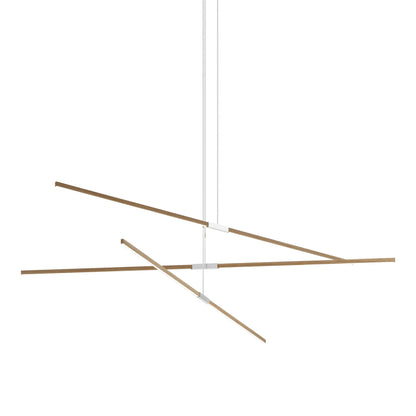 Stickbulb 10ft Multi Light Linear LED Pendant Light in Clear White Oak/Polished Nickel.