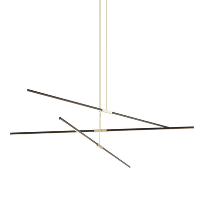 Stickbulb 10ft Multi Light Linear LED Pendant Light in Ebonized Oak/Polished Brass.