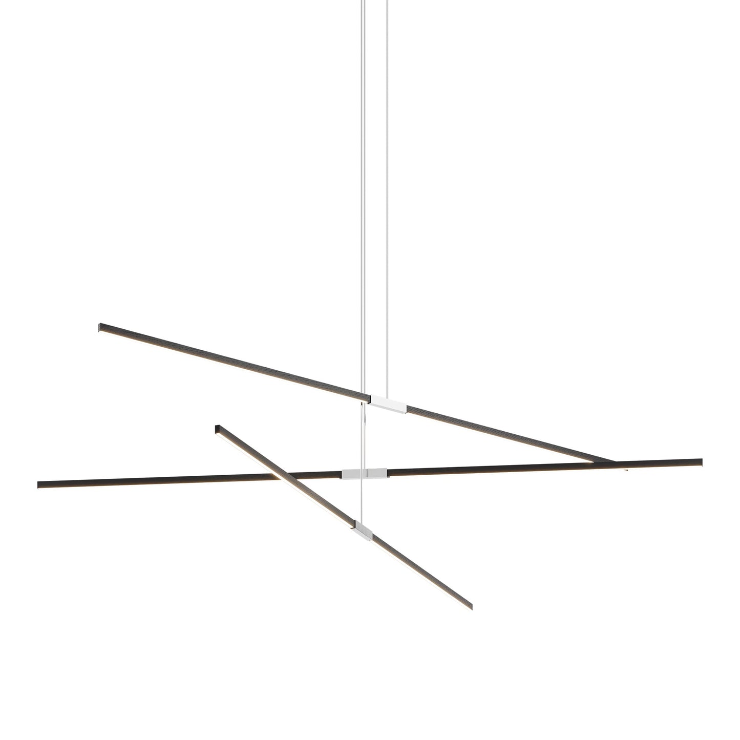Stickbulb 10ft Multi Light Linear LED Pendant Light in Ebonized Oak/Polished Nickel.