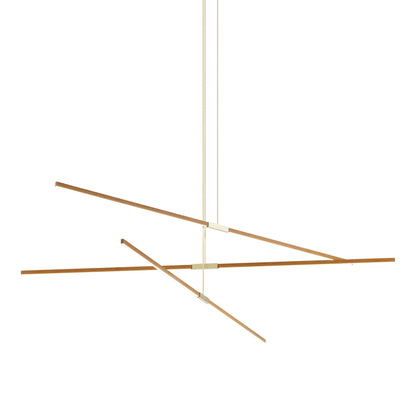 Stickbulb 10ft Multi Light Linear LED Pendant Light in Heart Pine (Reclaimed)/Brushed Brass.