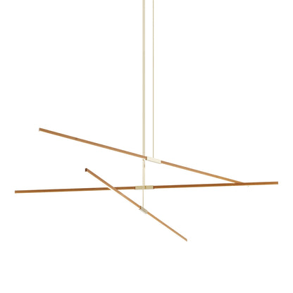 Stickbulb 10ft Multi Light Linear LED Pendant Light in Heart Pine (Reclaimed)/Polished Brass.