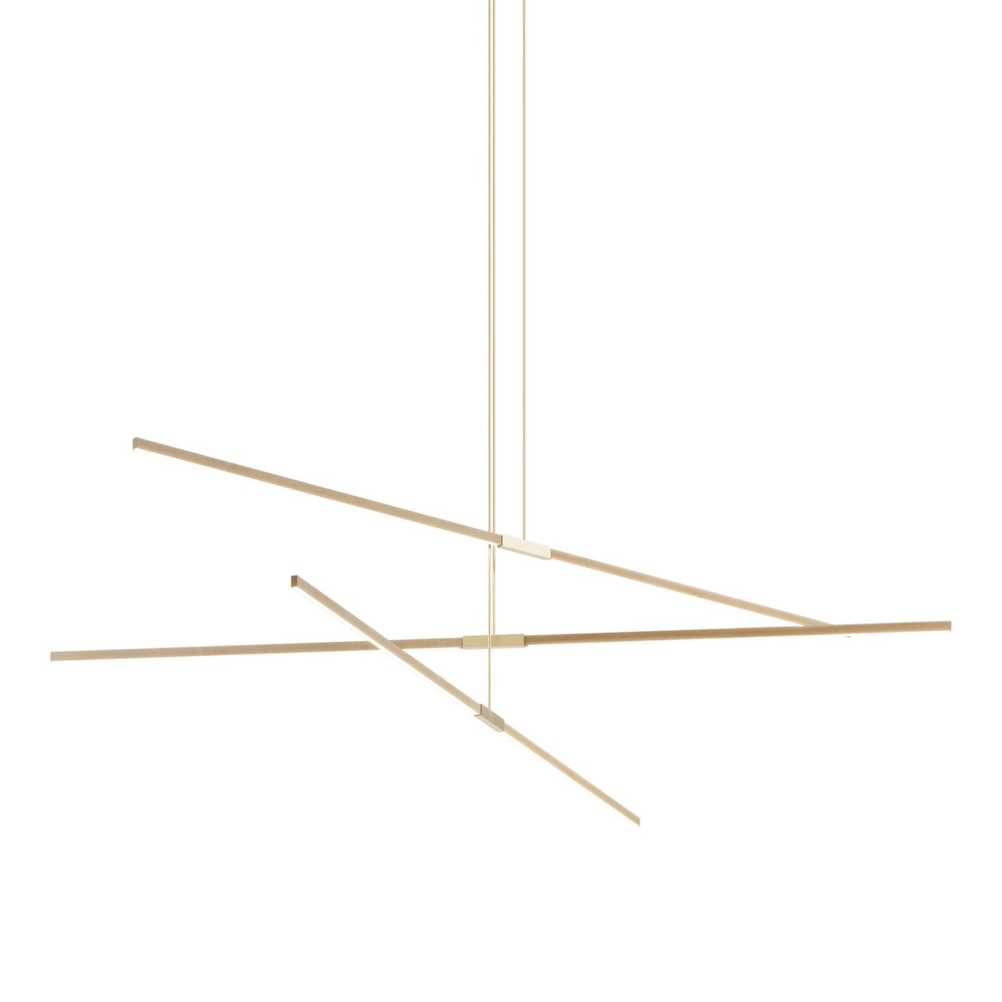 Stickbulb 10ft Multi Light Linear LED Pendant Light in Maple/Brushed Brass.