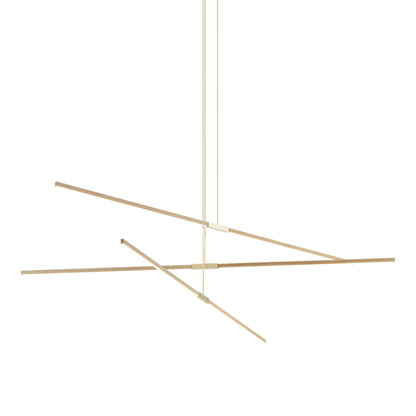Stickbulb 10ft Multi Light Linear LED Pendant Light in Maple/Brushed Brass.