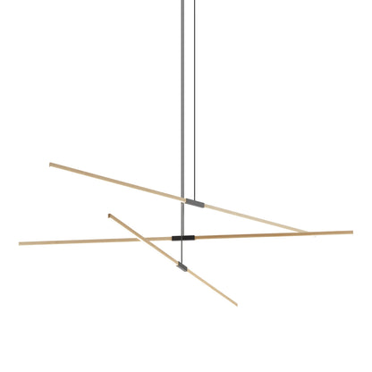 Stickbulb 10ft Multi Light Linear LED Pendant Light in Maple/Matte Black.