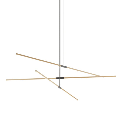 Stickbulb 10ft Multi Light Linear LED Pendant Light in Maple/Slate Grey.