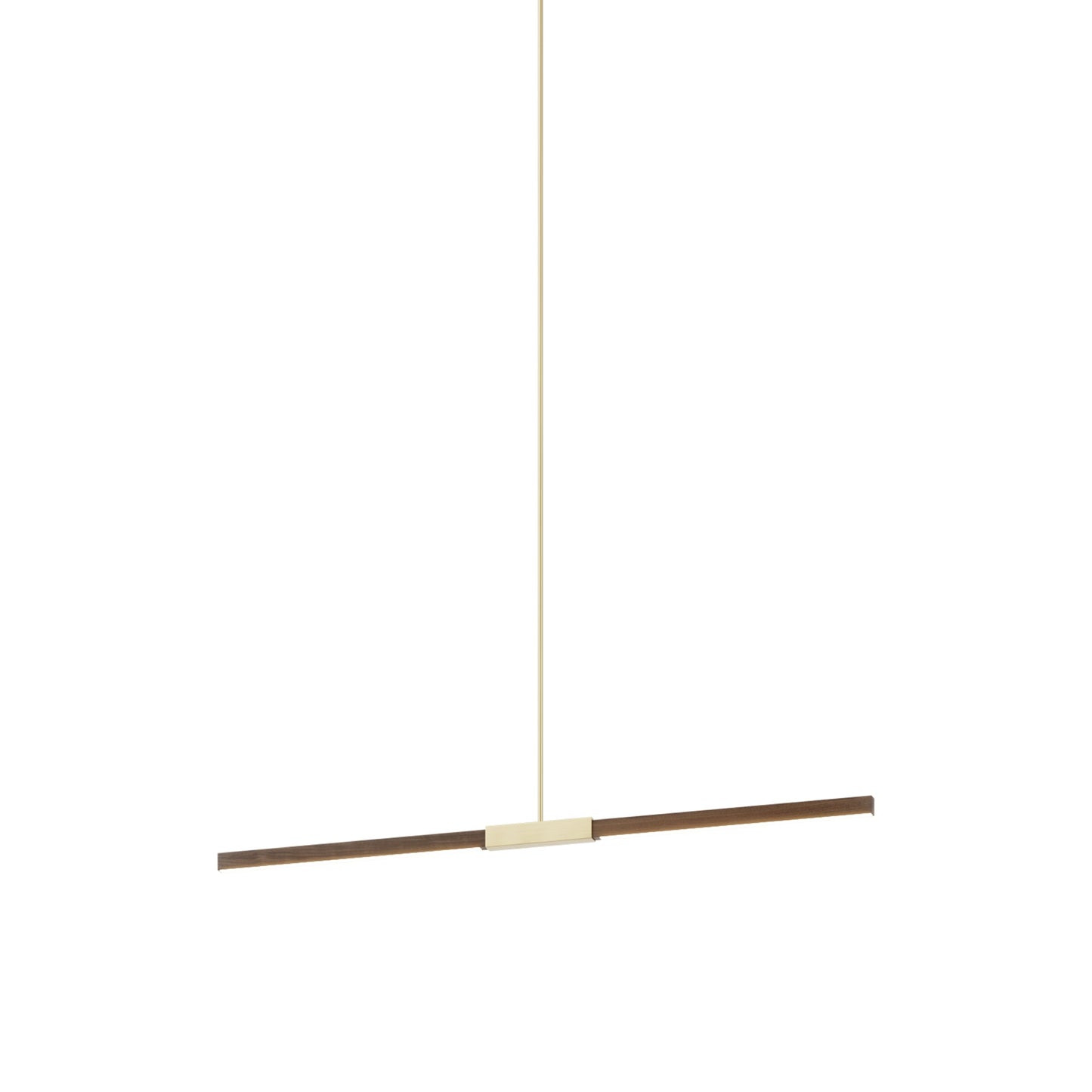 Stickbulb 4ft Linear LED Pendant Light in American Walnut/Brushed Brass.