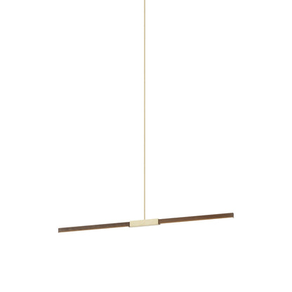 Stickbulb 4ft Linear LED Pendant Light in American Walnut/Brushed Brass.