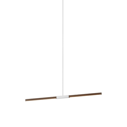 Stickbulb 4ft Linear LED Pendant Light in American Walnut/Brushed Nickel.
