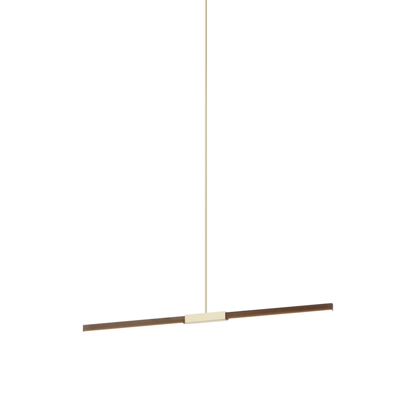 Stickbulb 4ft Linear LED Pendant Light in American Walnut/Polished Brass.