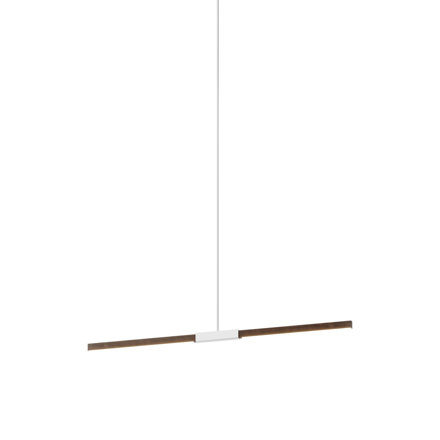 Stickbulb 4ft Linear LED Pendant Light in American Walnut/Polished Nickel.