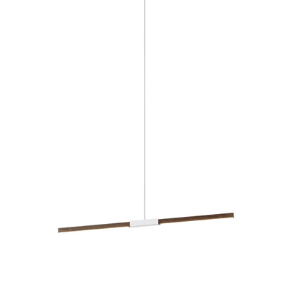 Stickbulb 4ft Linear LED Pendant Light in American Walnut/Polished Nickel.