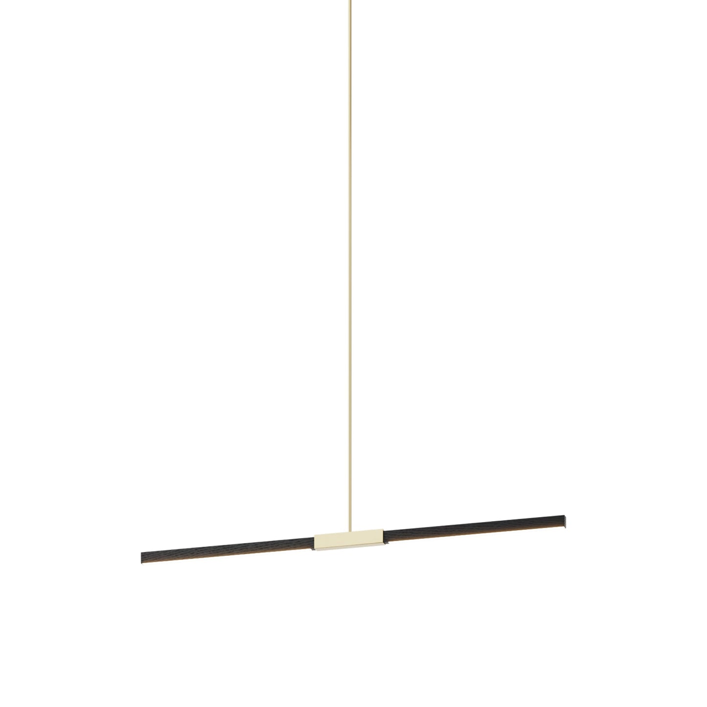 Stickbulb 4ft Linear LED Pendant Light in Ebonized Oak/Polished Brass.