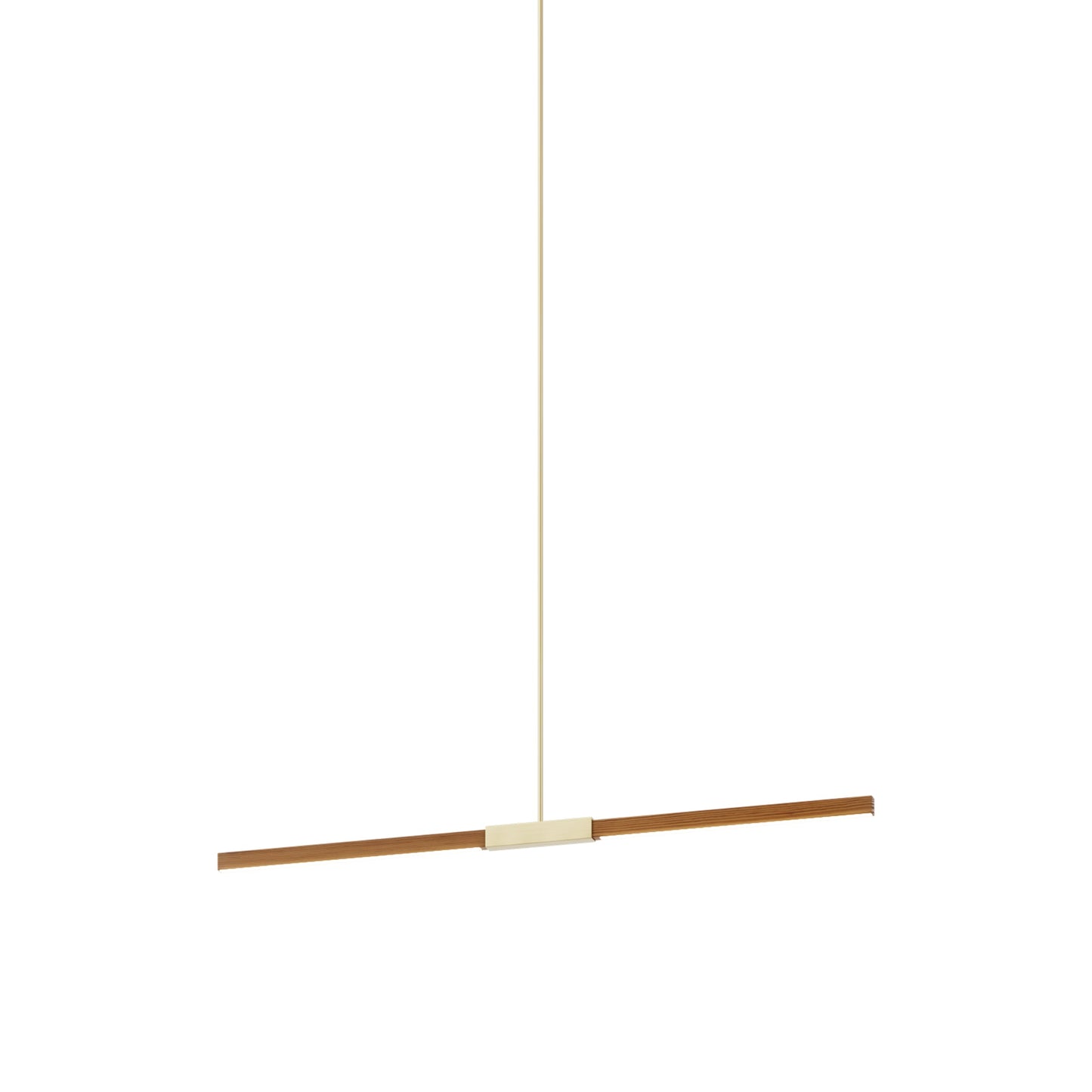 Stickbulb 4ft Linear LED Pendant Light in Heart Pine (Reclaimed)/Brushed Brass.