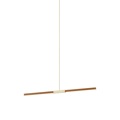Stickbulb 4ft Linear LED Pendant Light in Heart Pine (Reclaimed)/Brushed Brass.