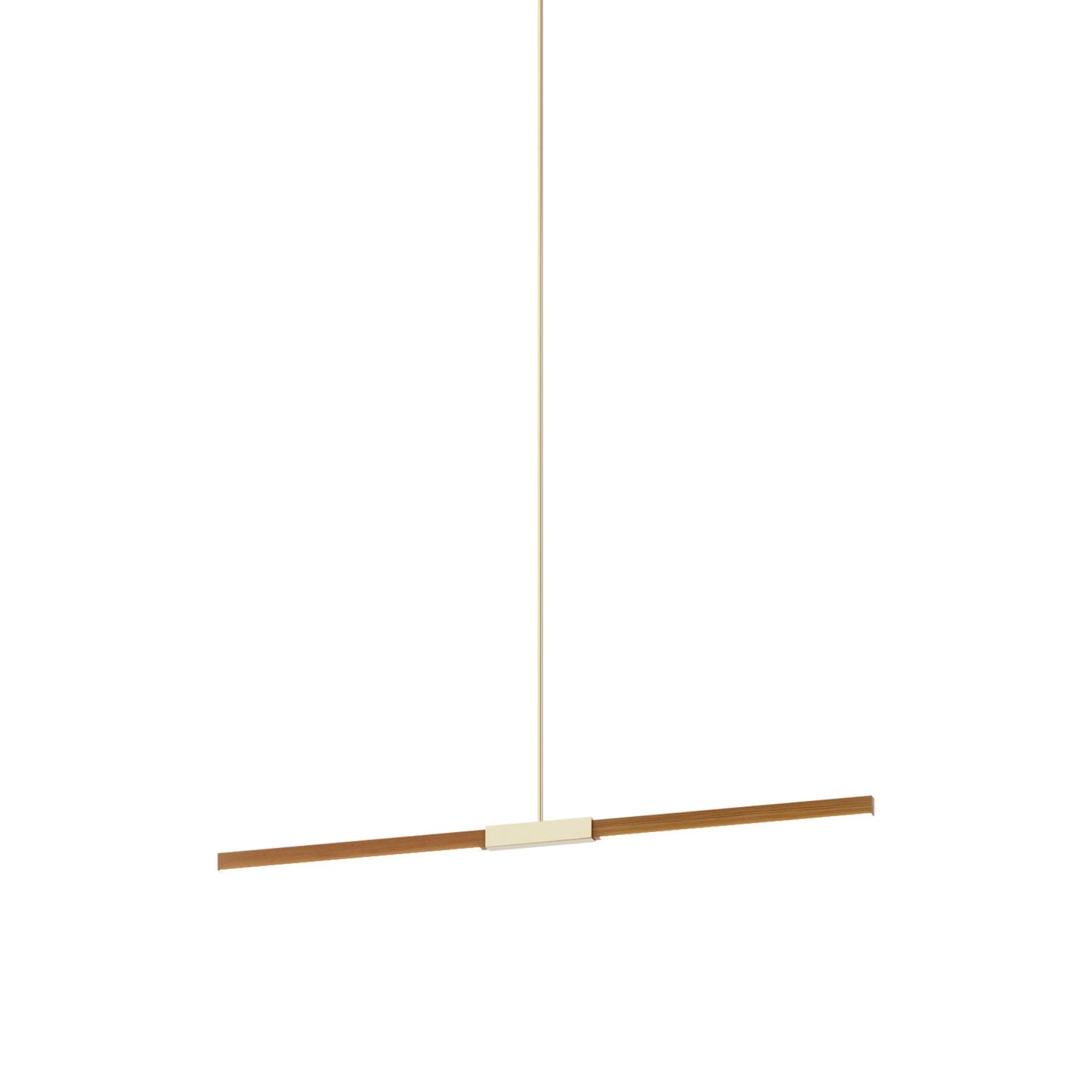 Stickbulb 4ft Linear LED Pendant Light in Heart Pine (Reclaimed)/Polished Brass.
