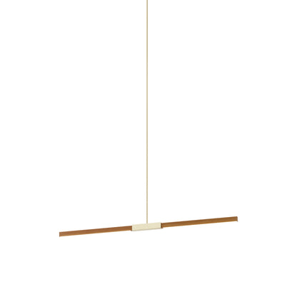 Stickbulb 4ft Linear LED Pendant Light in Heart Pine (Reclaimed)/Polished Brass.