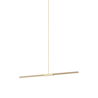 Stickbulb 4ft Linear LED Pendant Light in Maple/Brushed Brass.
