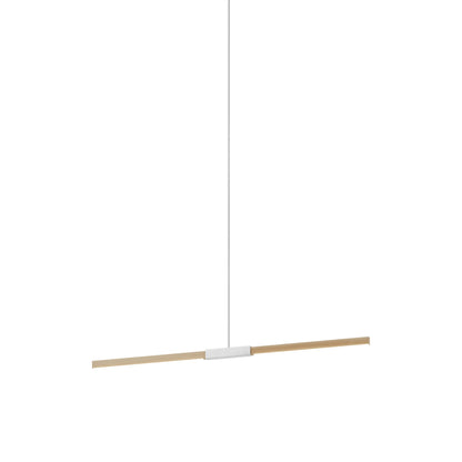 Stickbulb 4ft Linear LED Pendant Light in Maple/Brushed Nickel.