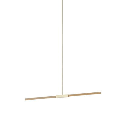 Stickbulb 4ft Linear LED Pendant Light in Maple/Polished Brass.
