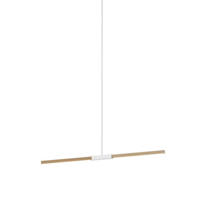 Stickbulb 4ft Linear LED Pendant Light in Maple/Polished Nickel.