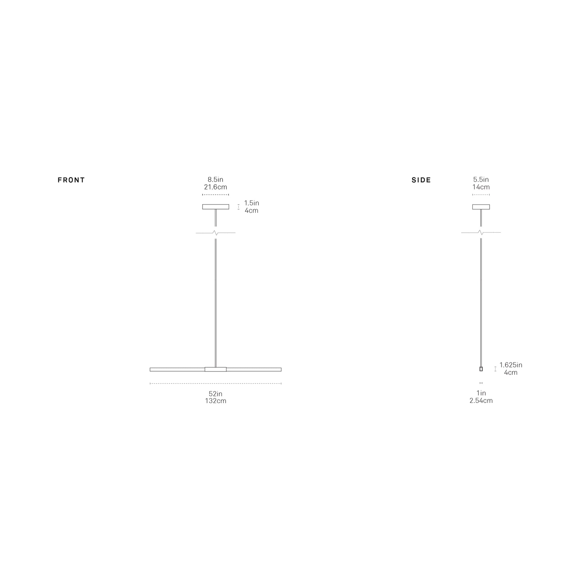 Stickbulb 4ft Linear LED Pendant Light - line drawing.
