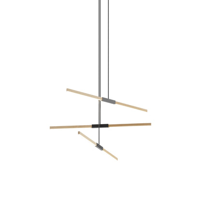 Stickbulb 4ft Multi Light Linear LED Pendant Light in American Walnut/Blackened.