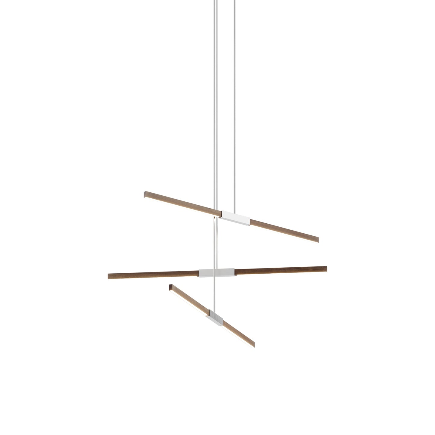 Stickbulb 4ft Multi Light Linear LED Pendant Light in American Walnut/Brushed Nickel.
