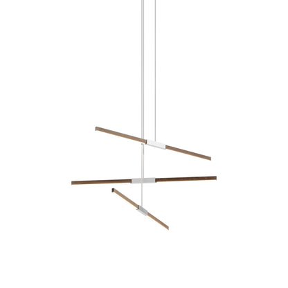 Stickbulb 4ft Multi Light Linear LED Pendant Light in American Walnut/Brushed Nickel.