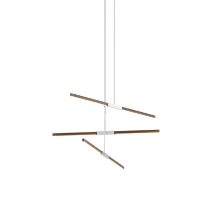 Stickbulb 4ft Multi Light Linear LED Pendant Light in American Walnut/Polished Nickel.