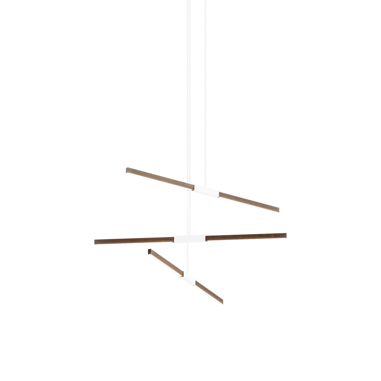 Stickbulb 4ft Multi Light Linear LED Pendant Light in American Walnut/White.