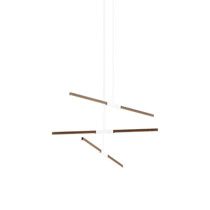 Stickbulb 4ft Multi Light Linear LED Pendant Light in American Walnut/White.